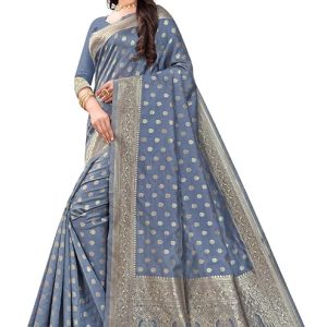 C J Enterprise Women's Pure Kanjivaram Silk Saree Banarasi Soft Sari With Blouse Piece For Wedding