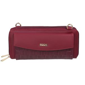 Mochi Faux Leather Convenient Top Zip Closure Casual Wallet For Women